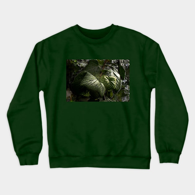 Black Currant Leaves Embossed Crewneck Sweatshirt by mavicfe